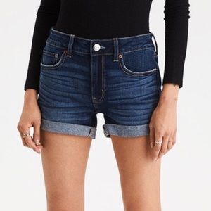 NWT American Eagle High Waisted Dark Wash Midi Shorts